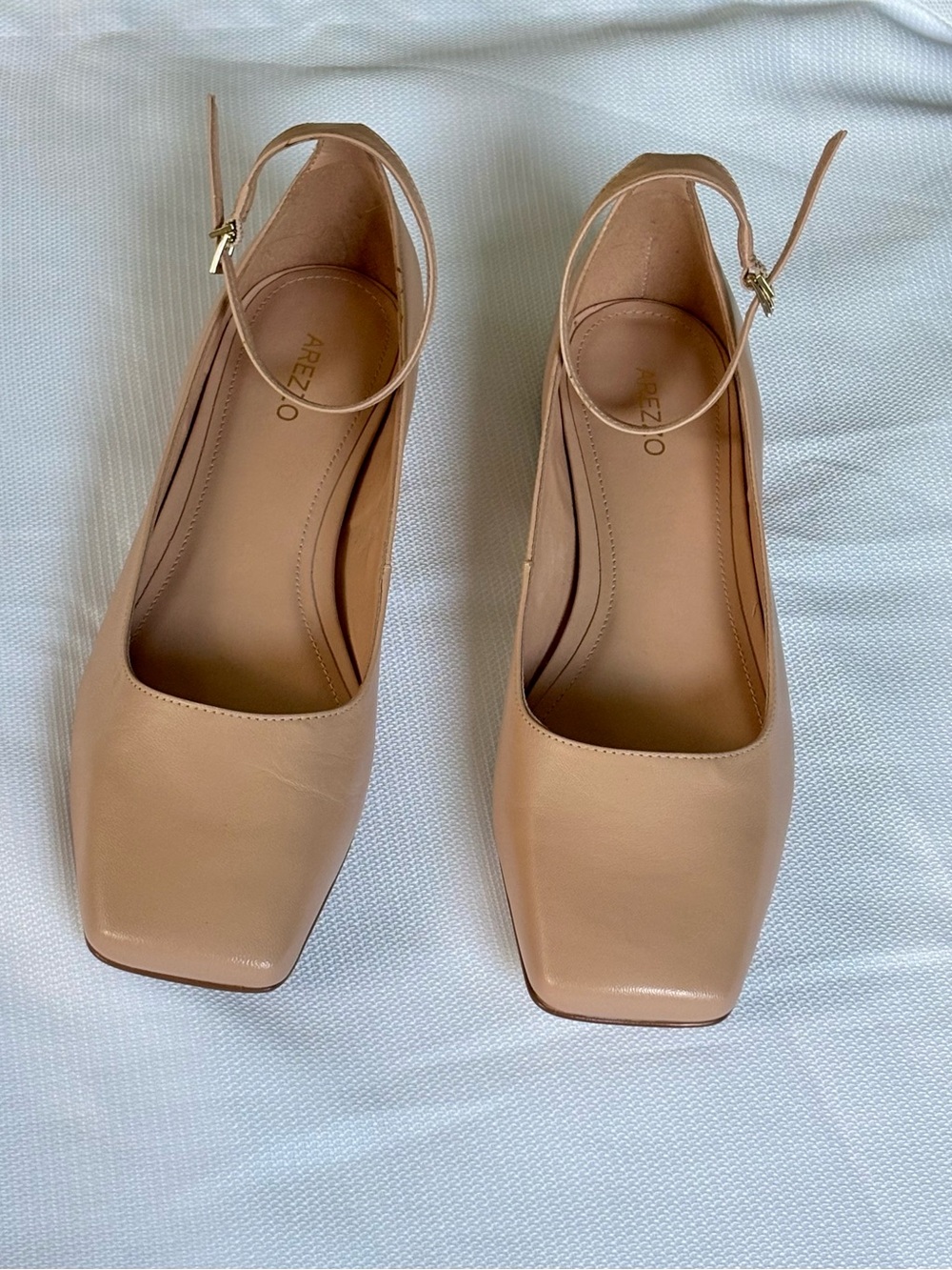 Arezzo Women's Square-Toe Ankle Strap Heels in Nude
